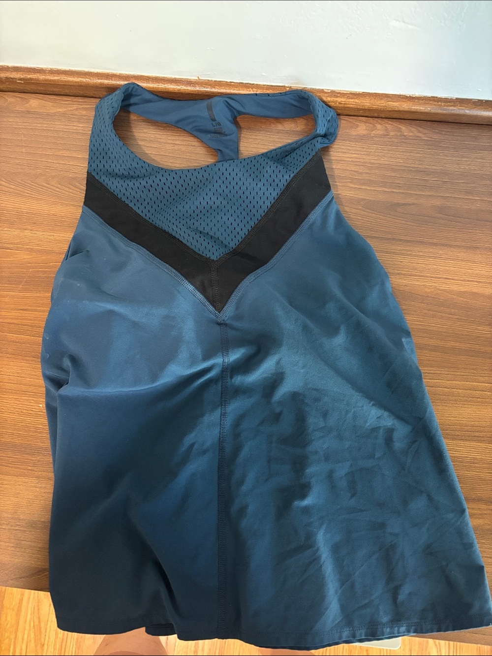 Lucy Teal One-Piece Swim Dress with Black Mesh Accents